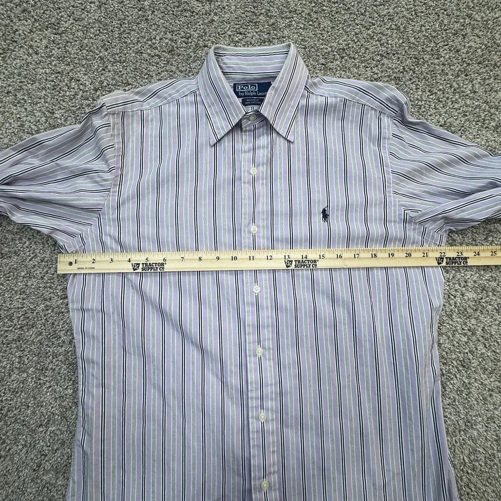 Polo Ralph Lauren Andrew‎ Men Dress Shirt Purple 15 32/33 Preppy Small Striped